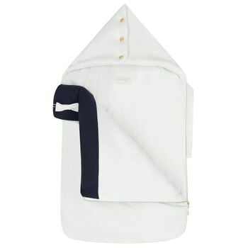 مدس أبيض وأزرق داكن للفتيات الصغيرات