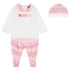Baby Girls White & Pink Logo Zig Zag Babygrow Gift Set, 1, hi-res