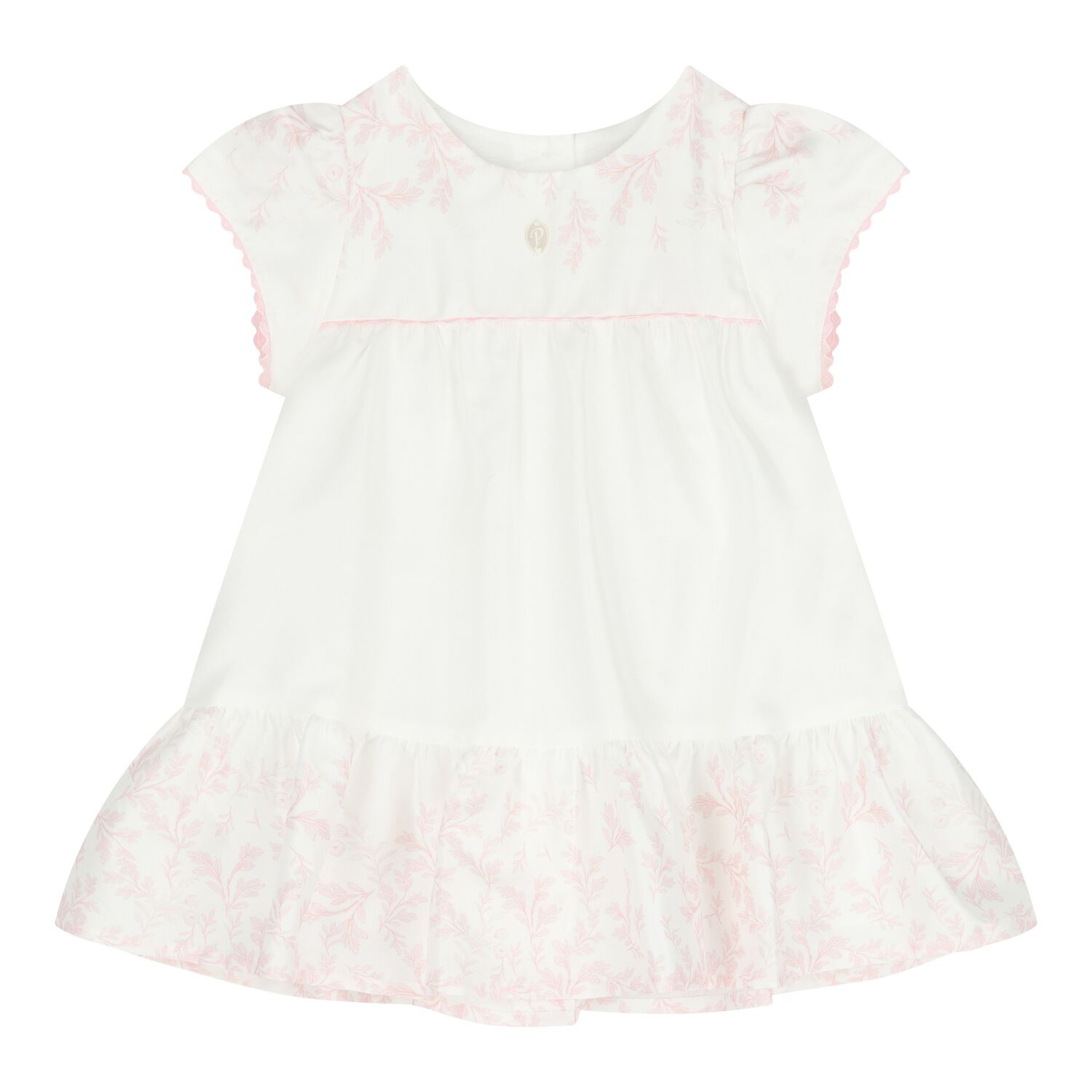 Baby Girls White & Pink Floral Dress, 1, hi-res