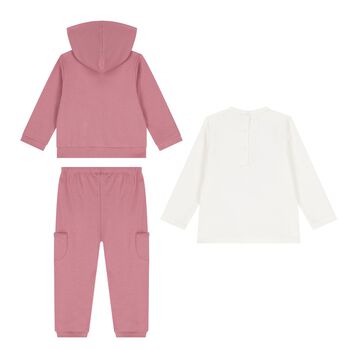 Younger Girls Pink & Ivory Tracksuit Set