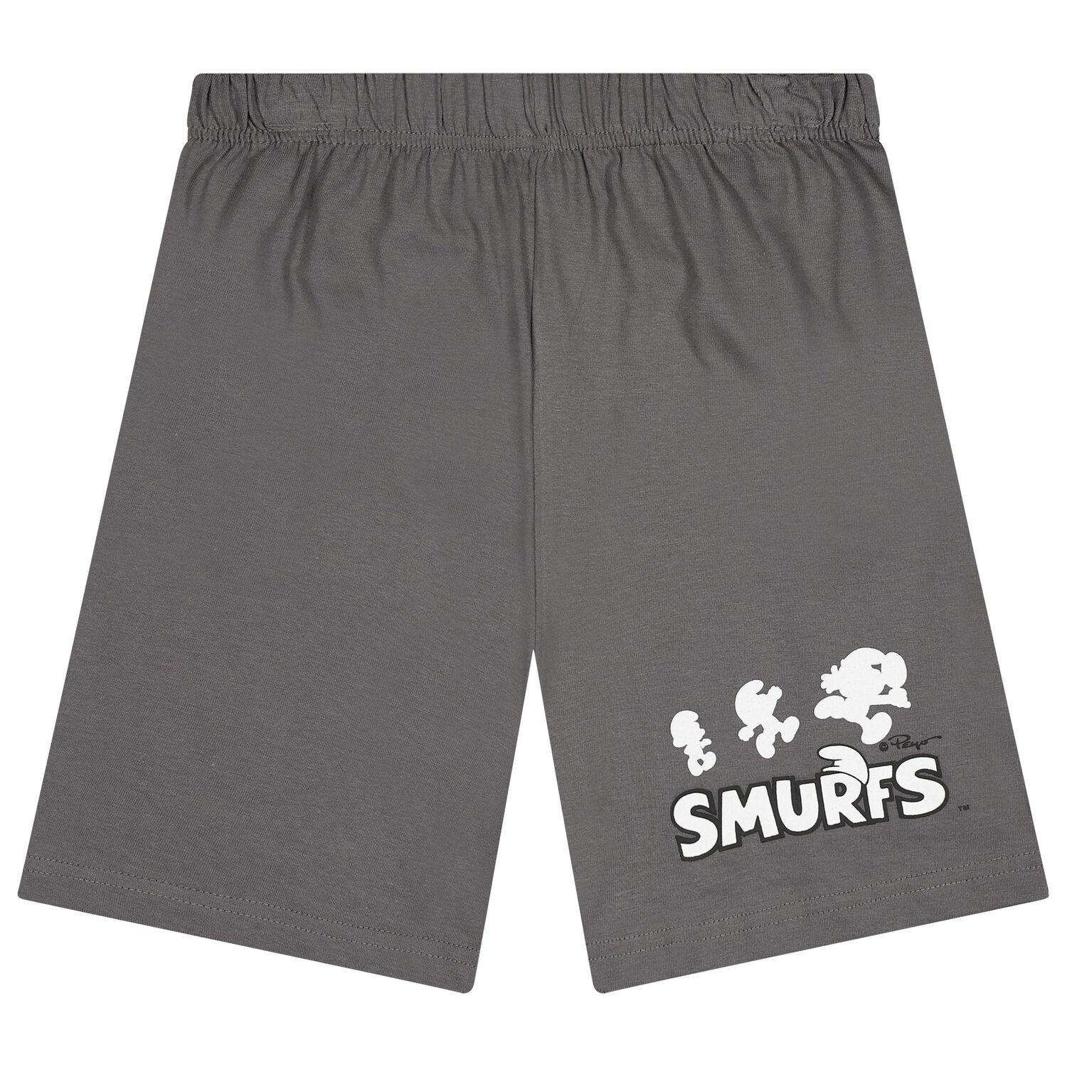 Boys Ivory & Grey Smurfs Shorts Set, 1, hi-res