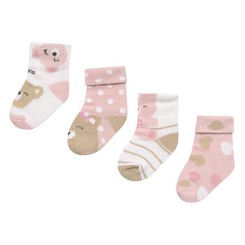 Baby Girls Pink & White Socks (4 Pack)