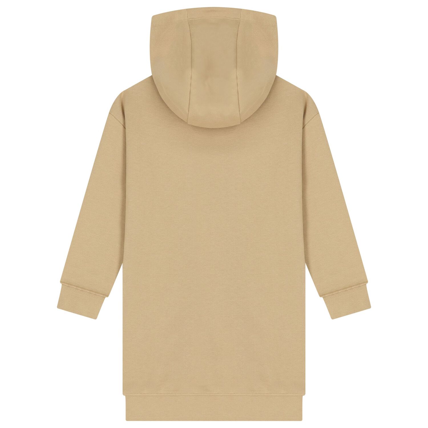Girls Beige Logo Hooded Dress, 1, hi-res