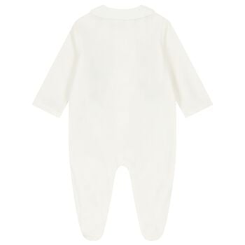 Ivory Embroidered Animal Babygrow