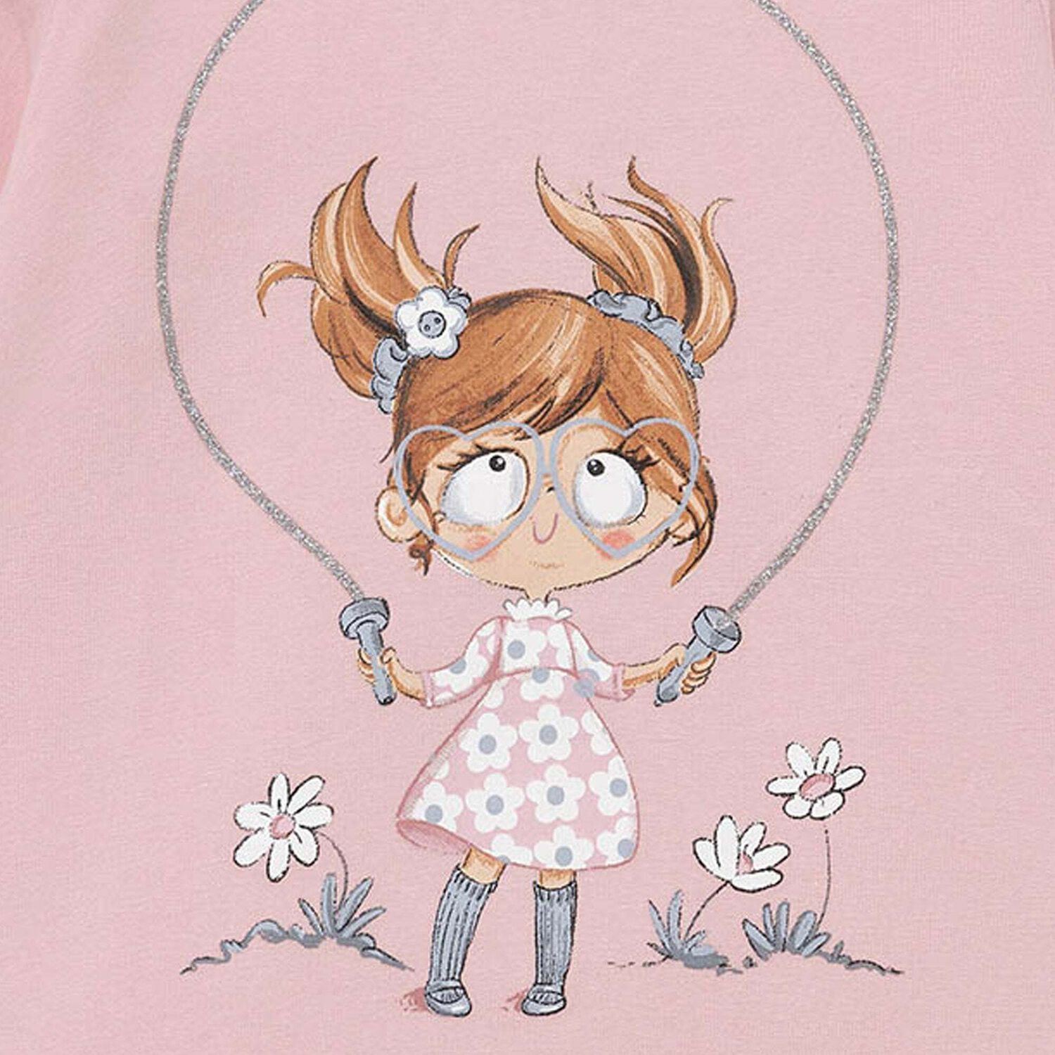 Younger Girls Pink Long Sleeve Dress, 1, hi-res