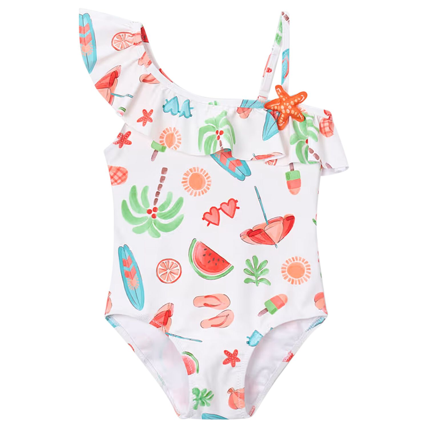 Girls White Swimsuit, 3, hi-res