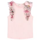 Girls Pink Ruffled Tulle Top, 2, hi-res