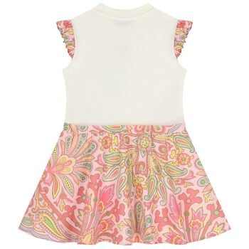 Girls Ivory & Pink Floral Paisley Dress