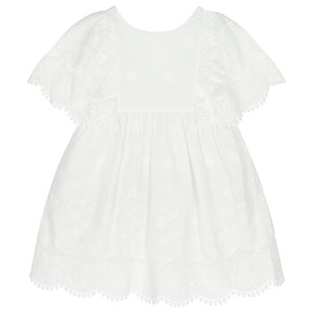 Girls White Floral Lace Dress
