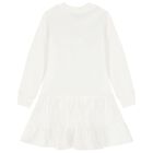 Girls White Popcorn Logo Dress, 1, hi-res