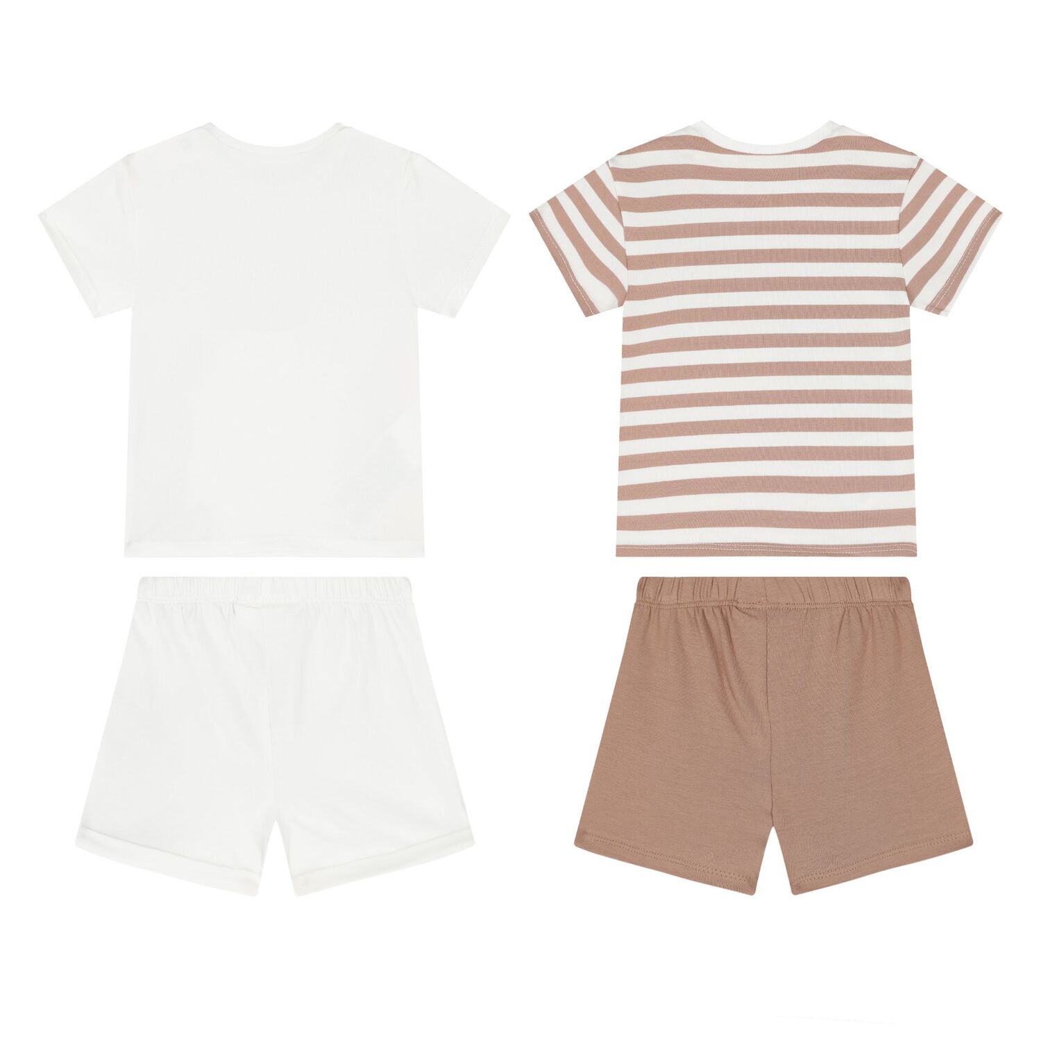 طقم شورت دب تيدي باللونين الأبيض والبني للأولاد الصغار (عبوة من قطعتين), 2, hi-res