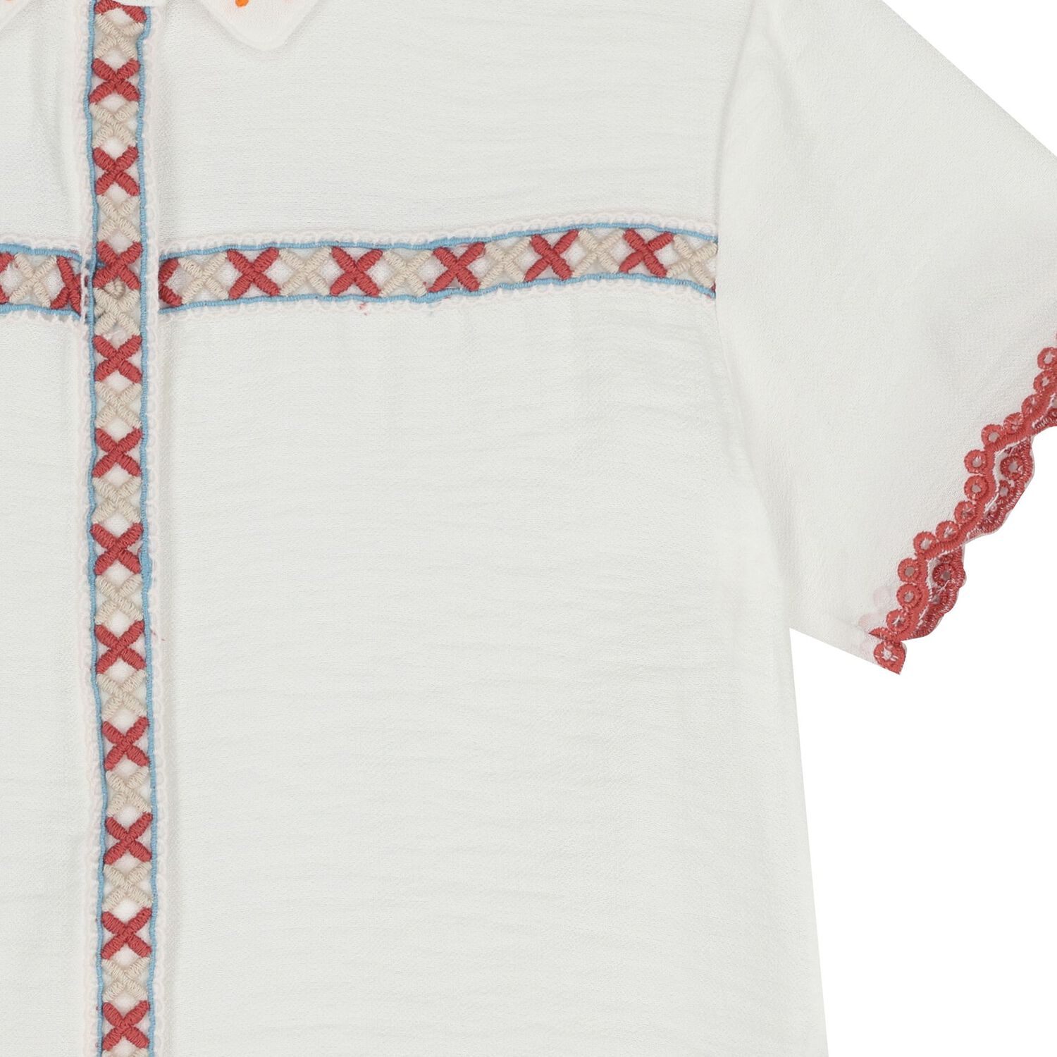 Girls Ivory Embroidered Shirt, 1, hi-res