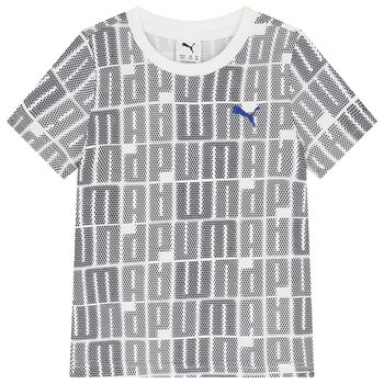 تيشيرت أولاد بالشعار باللون الأبيض و الأسود