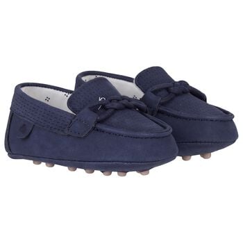 Baby Boys Navy Blue Leather Pre Walker Moccasins