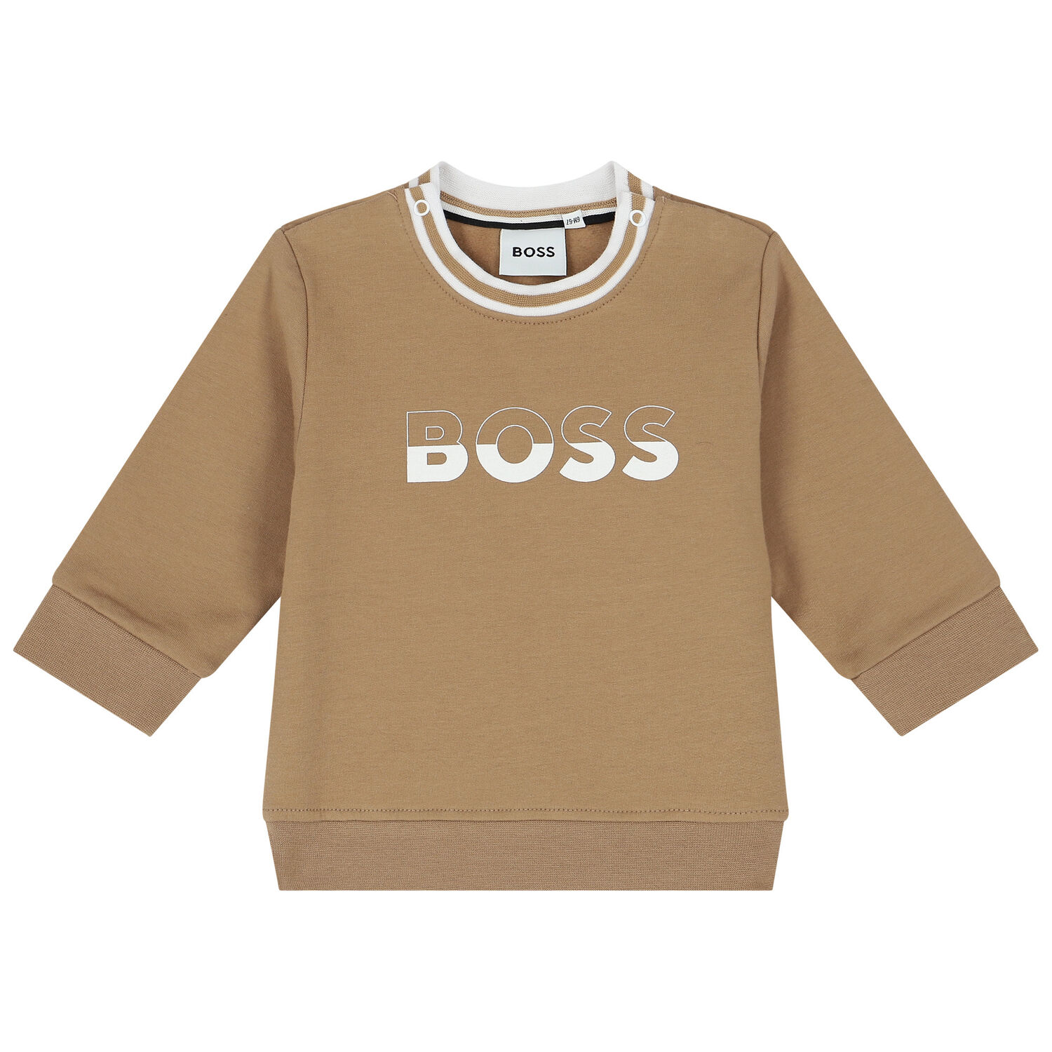 بدلة رياضية أولاد بالشعار باللون البيج والاسود, 1, hi-res