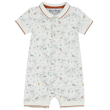 Baby Boys White Polo Romper