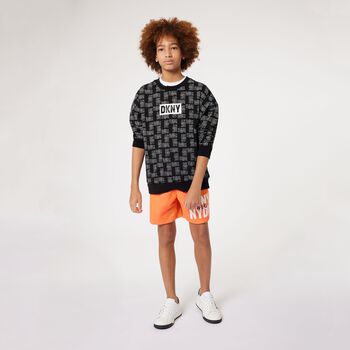 Boys Neon Orange Logo Shorts