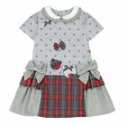 Girls Grey & Red Tartan Dress, 1, hi-res