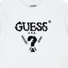 Girls White Logo Sequin T-Shirt, 1, hi-res