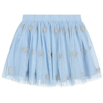 Girls Blue Hearts Tulle Skirt