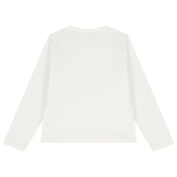 Girls Ivory Kitten Long Sleeve Top