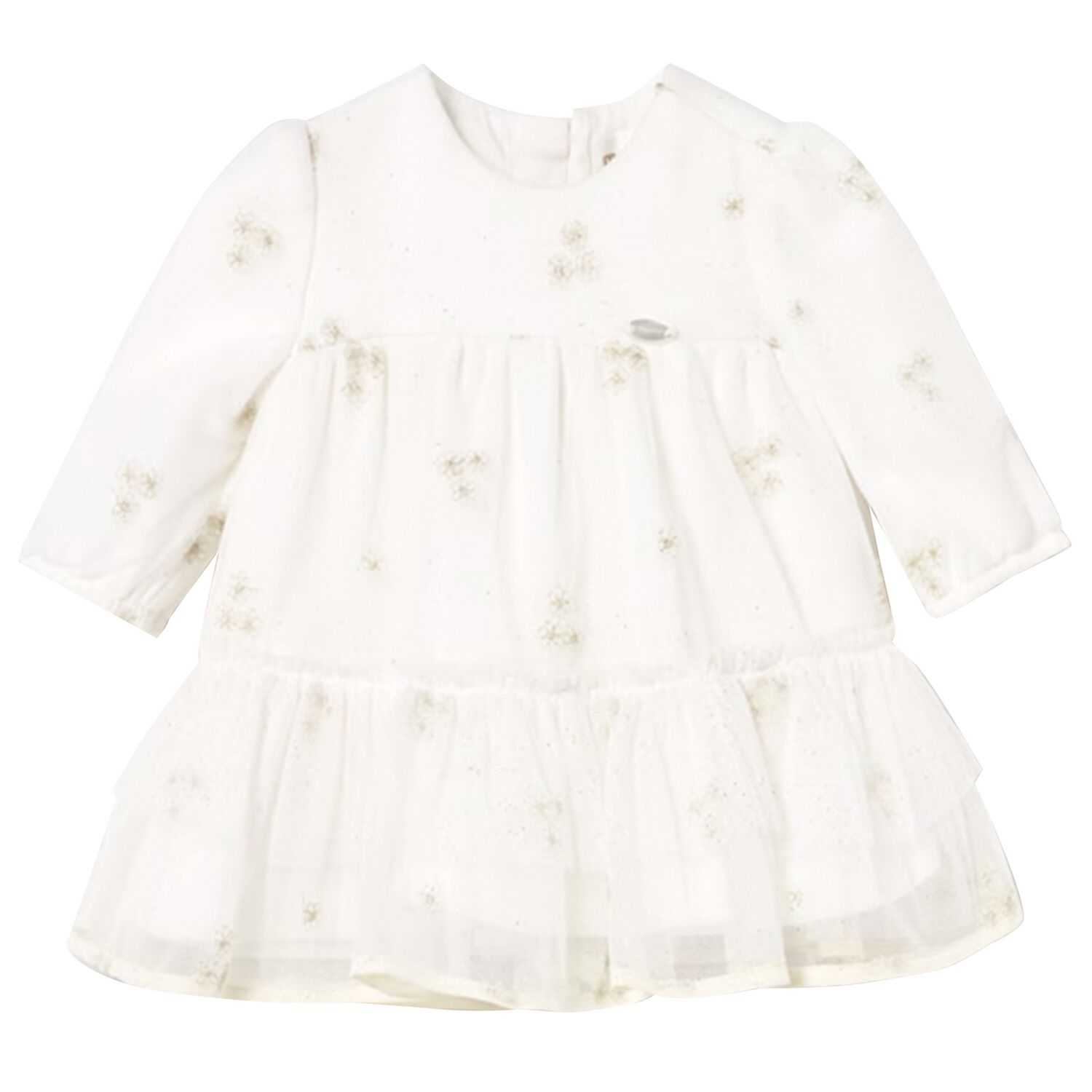 Baby Girls White Floral Tulle Dress, 2, hi-res image number null