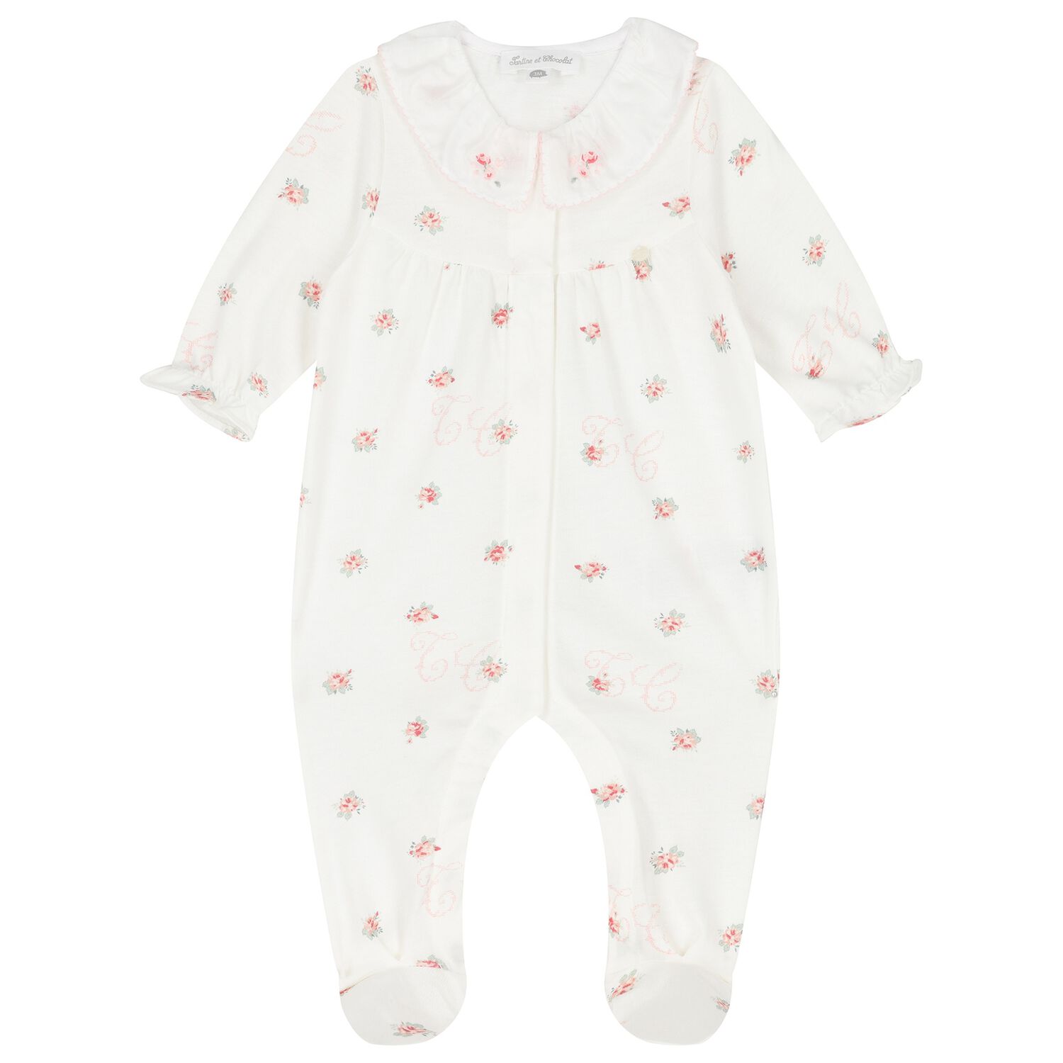 افرول بنات بطبعه الزهور باللون العاجى , 1, hi-res