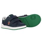 Boys Navy Blue Logo Trainers, 1, hi-res