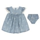 Baby Girls Blue Floral Dress Set, 1, hi-res
