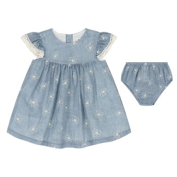 Baby Girls Blue Floral Dress Set