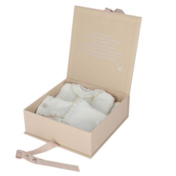 Baby Girls White & Gold Logo Babygrow Gift Set