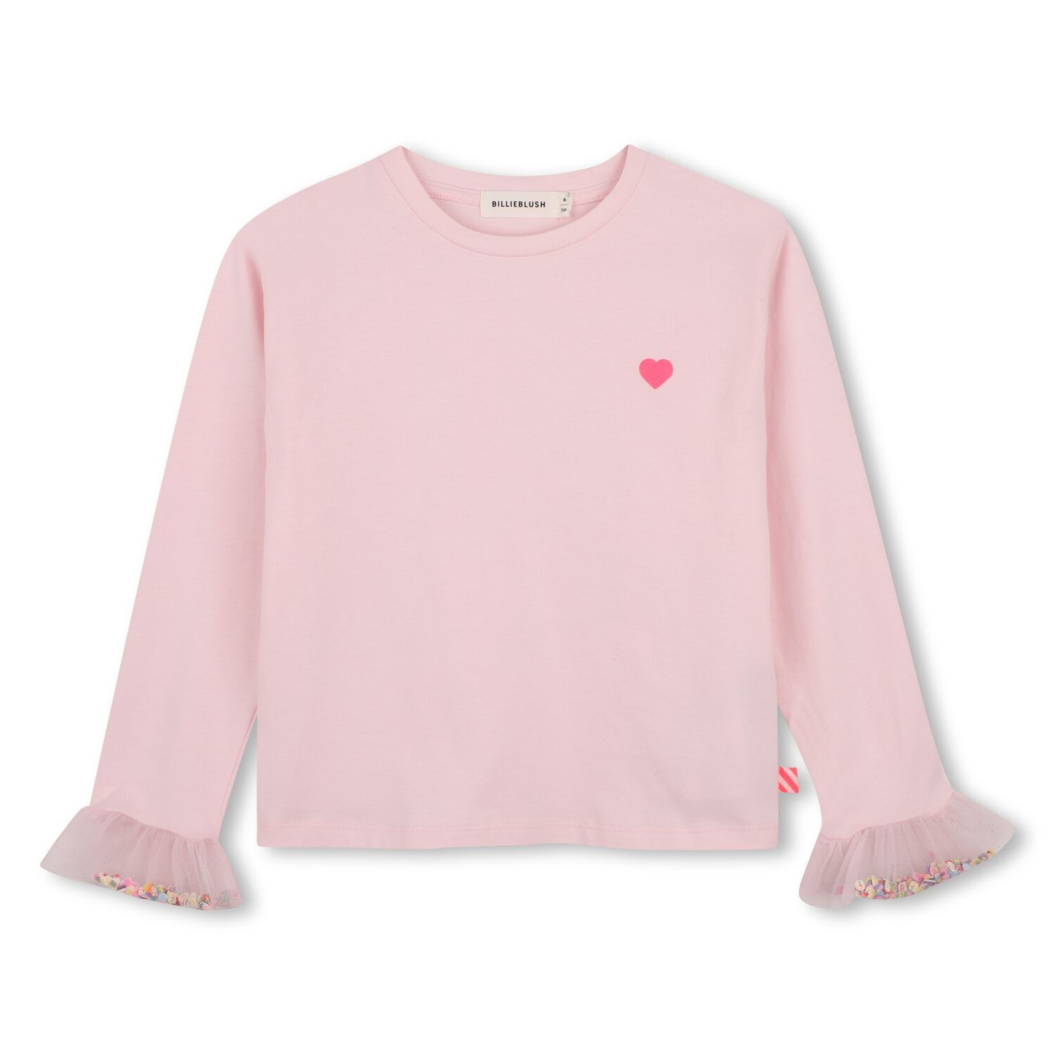 Girls Pink Heart Long Sleeve Top, 1, hi-res