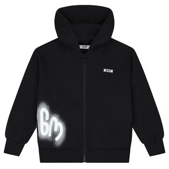 Boys Black Logo Zip Up Top