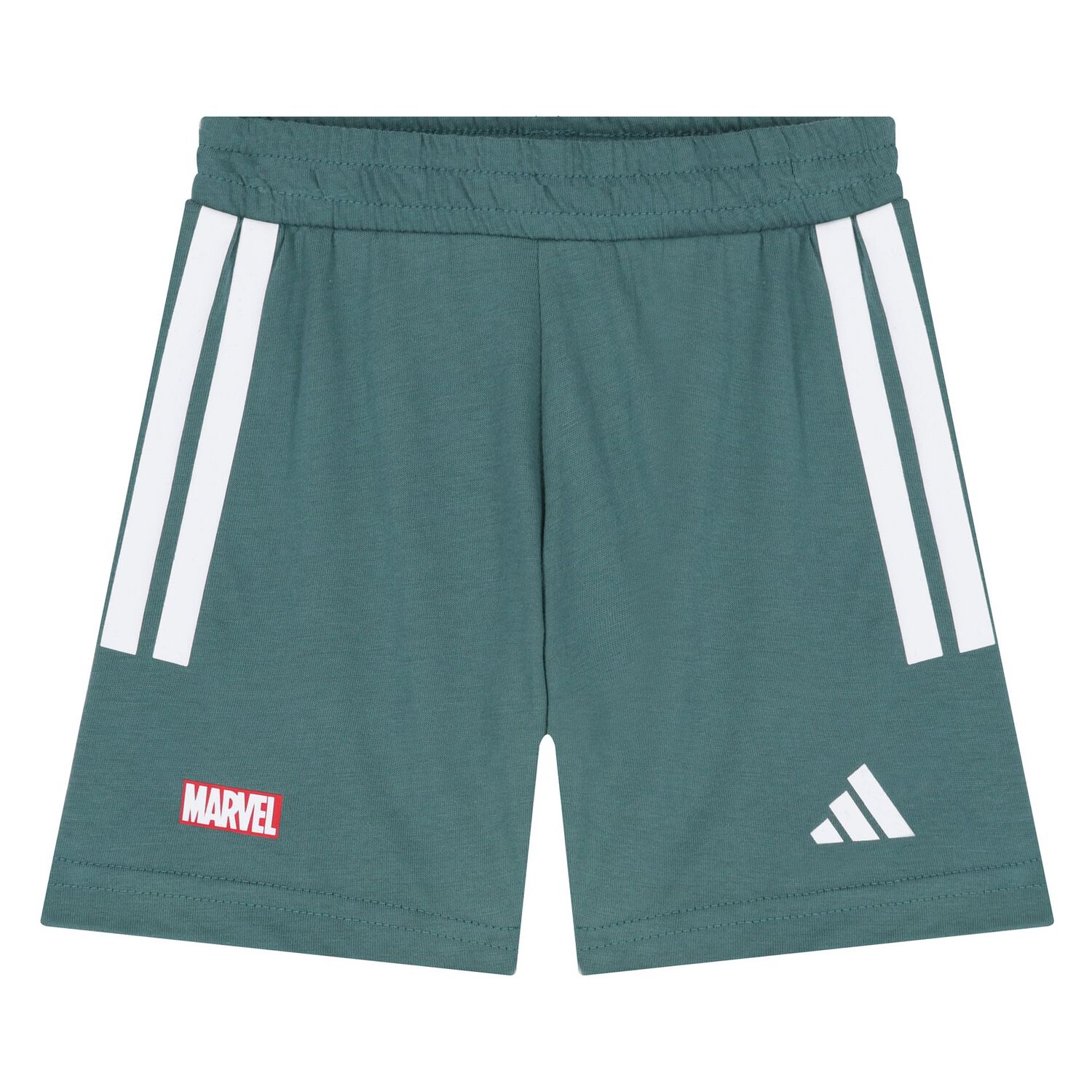 Younger White & Green Marvel Logo Shorts Set, 1, hi-res