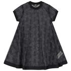 فستان بنات بالشعار 2 في 1 باللون الأسود, 1, hi-res