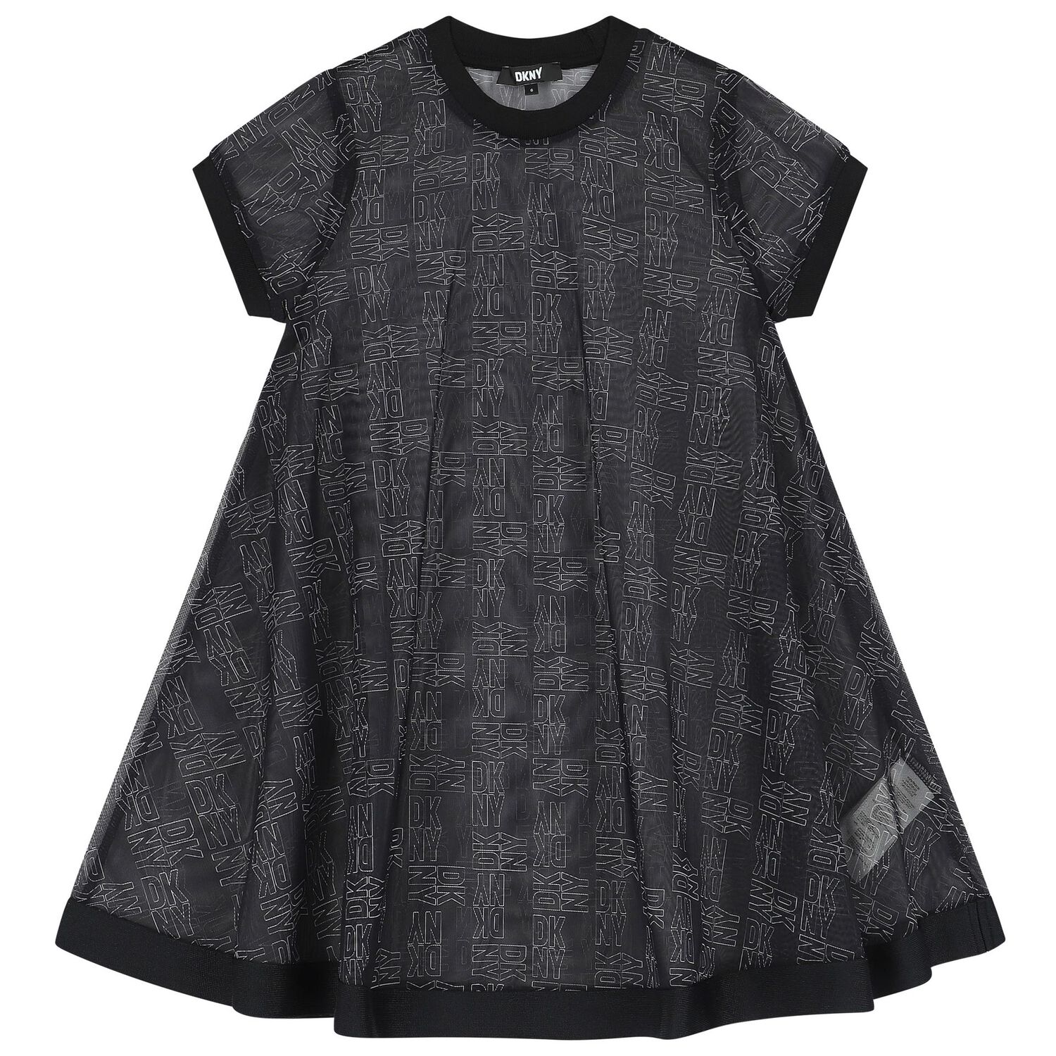 فستان بنات بالشعار 2 في 1 باللون الأسود, 1, hi-res