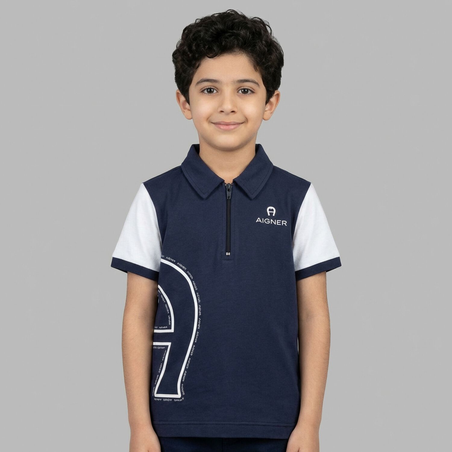 Boys Navy Blue Logo Polo Shirt, 1, hi-res