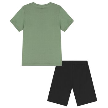 Boys Green & Black Shorts Set