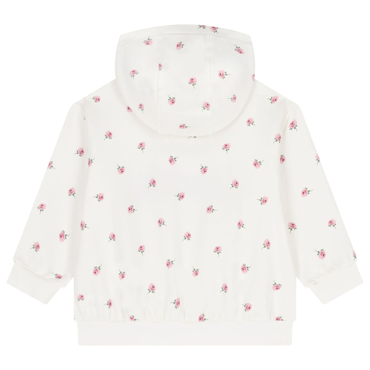 Girls Ivory Floral Logo Hooded Top, 1, hi-res