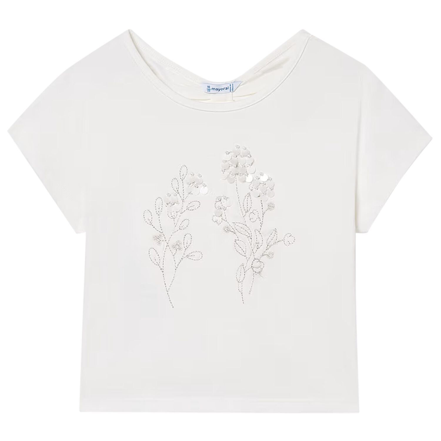 Girls White Embellished T-Shirt, 1, hi-res