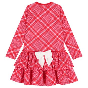 Girls Red & Pink Bow Dress