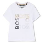 Younger Boys White Logo T-Shirt, 1, hi-res