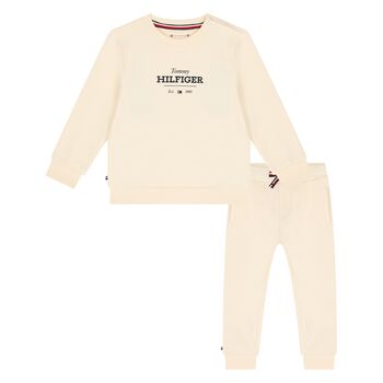 Beige Logo Baby Tracksuit