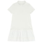 Girls White Logo Polo Dress, 1, hi-res