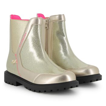 BILLIEBLUSH Girls Gold Faux Leather Ankle Boots, 1 Girls Gold Faux Leather Ankle Boots