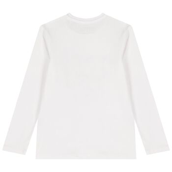 Girls White Logo Long Sleeve Top
