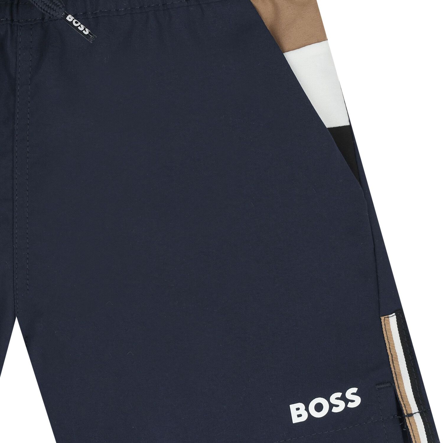 شورت سباحة بشعار باللون أزرق داكن للأولاد, 1, hi-res