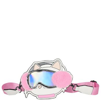Girls White & Pink Choupette Shoulder Bag ( 14cm )