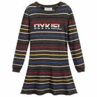 فستان مخطط باللون الاسود اللامع, 1, hi-res