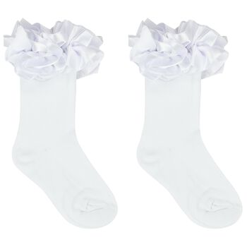 Girls White Ruffled Socks